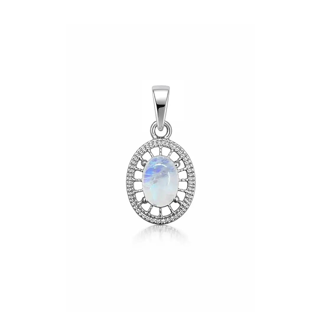 pendant gemstone without cz 37f rainbow moonstone cab a silver pendant with 5x7 mm oval cab rainbow moonstone