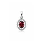 silver pendant with 5x7 mm oval garnet