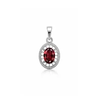silver pendant with 5x7 mm oval garnet