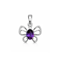 silver pendant butterfly shaped with 5x7 mm oval amethyst