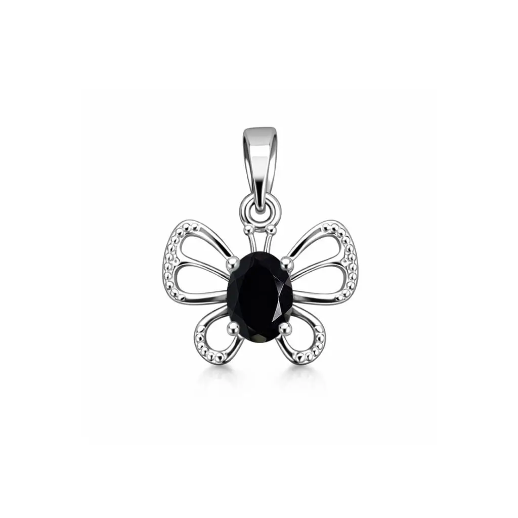 pendant gemstone without cz 38h black onyx a silver pendant butterfly shaped with 5x7 mm oval black onyx