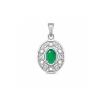 silver pendant with 5x7 mm oval green onyx