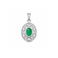 silver pendant with 5x7 mm oval green onyx