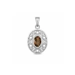 silver pendant with 5x7 mm oval smoky quartz