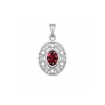 silver pendant with 5x7 mm oval garnet