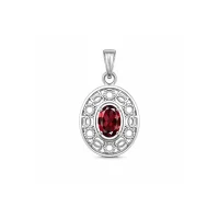 silver pendant with 5x7 mm oval garnet