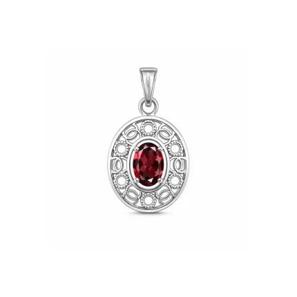 silver pendant with 5x7 mm oval garnet