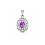 silver pendant with 5x7 mm oval brazilian amethyst