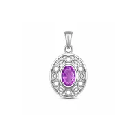silver pendant with 5x7 mm oval brazilian amethyst