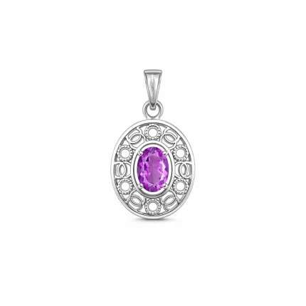 silver pendant with 5x7 mm oval brazilian amethyst