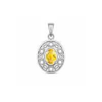 silver pendant with 5x7 mm oval citrine
