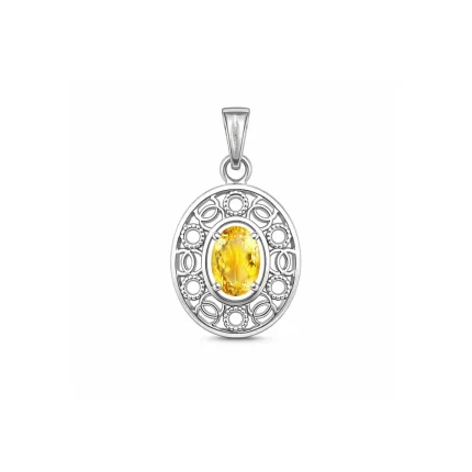 silver pendant with 5x7 mm oval citrine