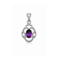 silver pendant with 5x7 mm oval amethyst