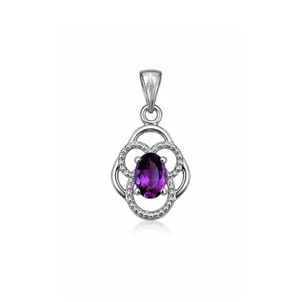 silver pendant with 5x7 mm oval amethyst