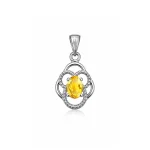 silver pendant with 5x7 mm oval citrine