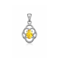 silver pendant with 5x7 mm oval citrine
