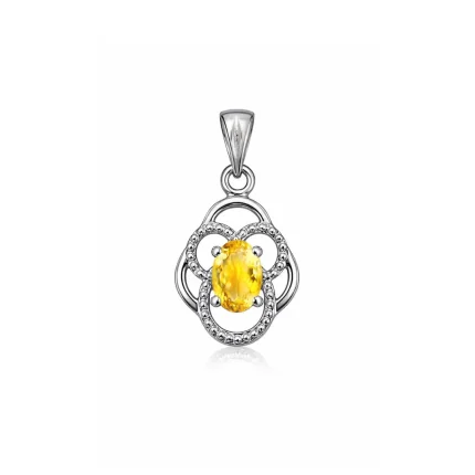silver pendant with 5x7 mm oval citrine