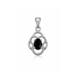 silver pendant with 5x7 mm oval black onyx