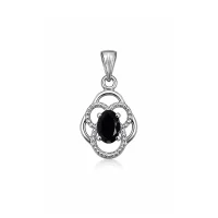 silver pendant with 5x7 mm oval black onyx