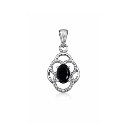 silver pendant with 5x7 mm oval black onyx