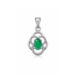 silver pendant with 5x7 mm oval green onyx