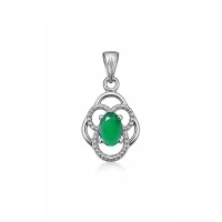 silver pendant with 5x7 mm oval green onyx