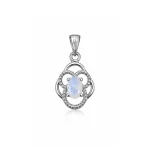 silver pendant with 5x7 mm oval rainbow moonstone