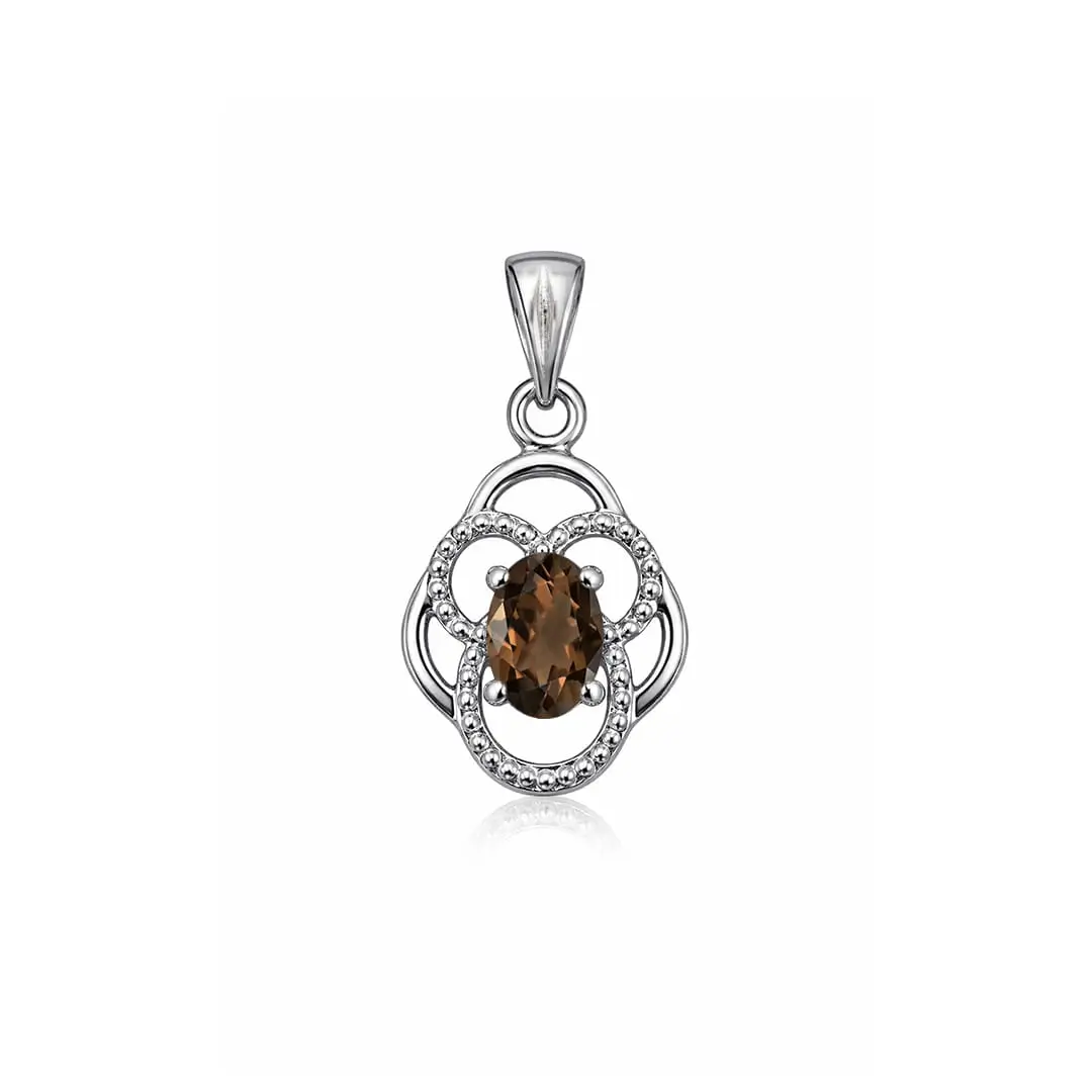 pendant gemstone without cz 40f smoky quartz a silver pendant with 5x7mm oval smoky quartz