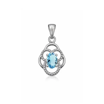 silver pendant with 5x7 mm oval blue topaz