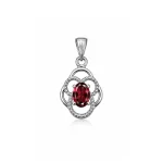 silver pendant with 5x7 mm oval garnet