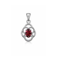 silver pendant with 5x7 mm oval garnet
