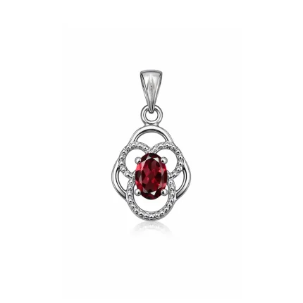 silver pendant with 5x7 mm oval garnet