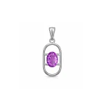silver pendant with 5x7 mm oval brazilian amethyst