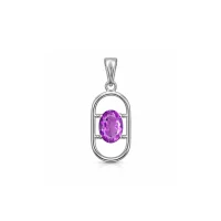 silver pendant with 5x7 mm oval brazilian amethyst