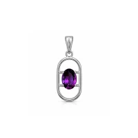 silver pendant with 5x7 mm oval amethyst