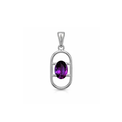 silver pendant with 5x7 mm oval amethyst