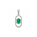 silver pendant with 5x7 mm oval green onyx