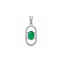 silver pendant with 5x7 mm oval green onyx