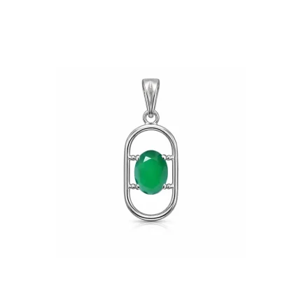 silver pendant with 5x7 mm oval green onyx