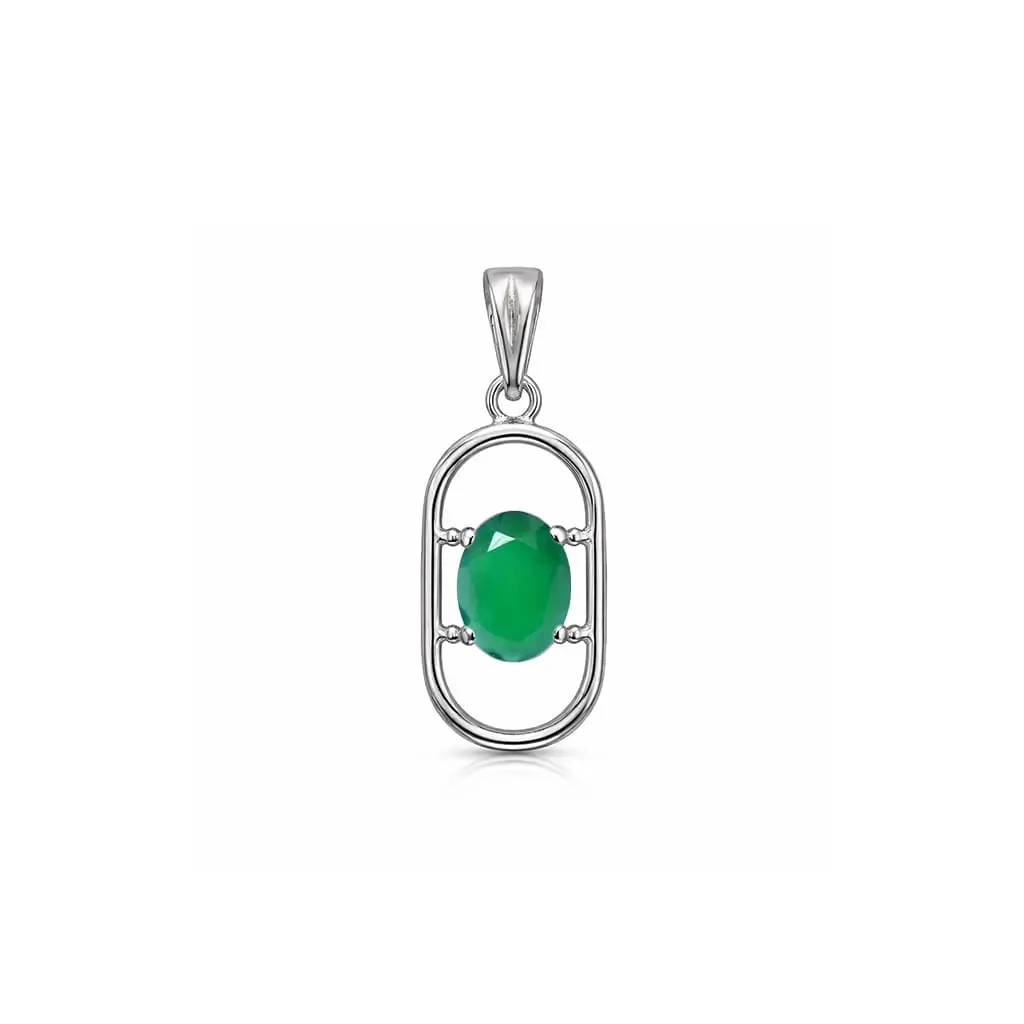 pendant gemstone without cz 41d green onyx a silver pendant with 5x7 mm oval green onyx