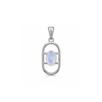 silver pendant with 5x7 mm oval rainbow moonstone