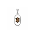 silver pendant with 5x7 mm oval smoky quartz
