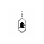 silver pendant with 5x7 mm oval black onyx
