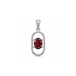 silver pendant with 5x7 mm oval garnet
