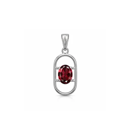 silver pendant with 5x7 mm oval garnet
