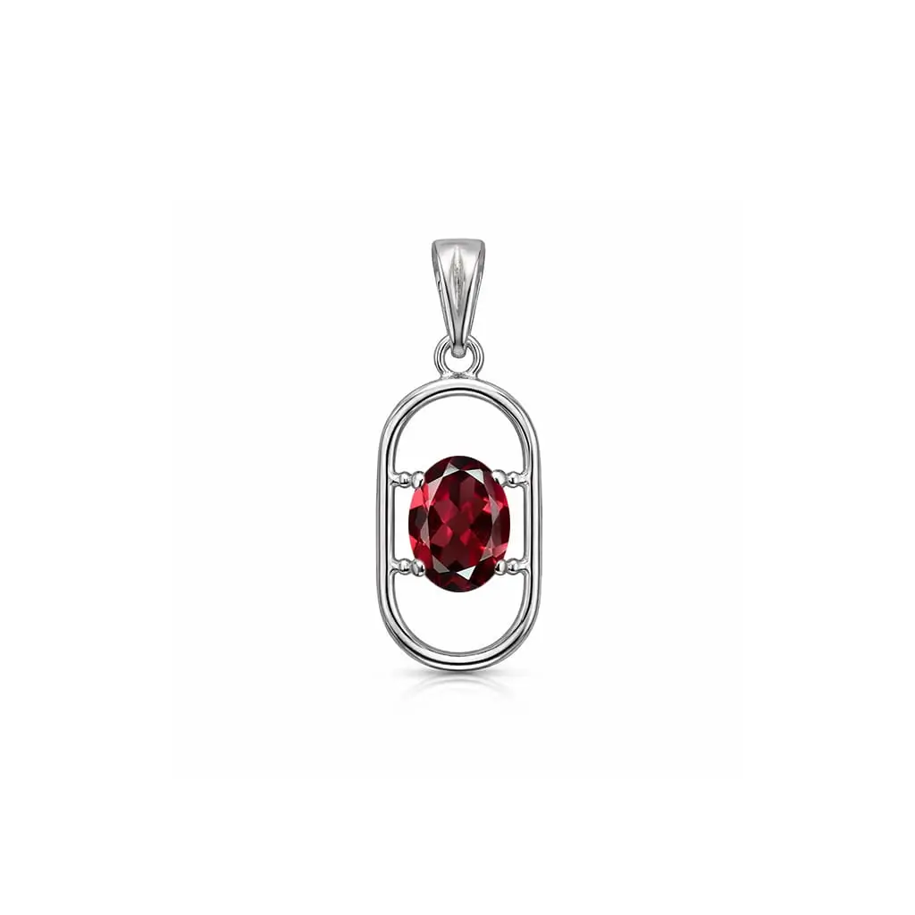 pendant gemstone without cz 41h garnet a silver pendant with 5x7 mm oval garnet