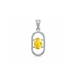 silver pendant with 5x7 mm oval citrine
