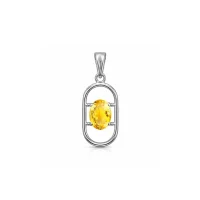 silver pendant with 5x7 mm oval citrine