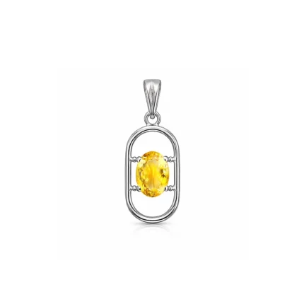 silver pendant with 5x7 mm oval citrine