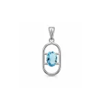 silver pendant with 5x7 mm oval blue topaz